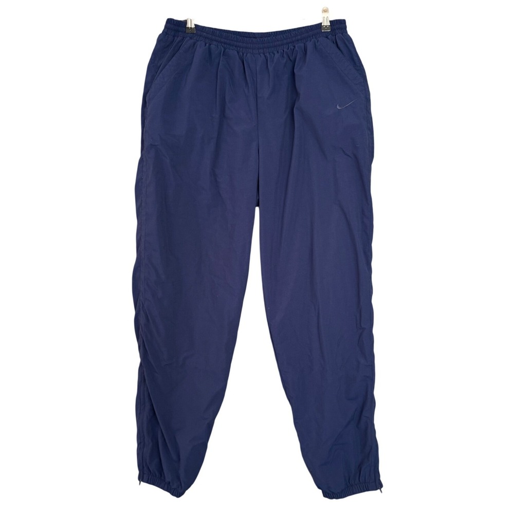 Nike Vintage 90s Windbreaker Track‎ Pants XXL Navy Blue Lined Drawstring Swoosh